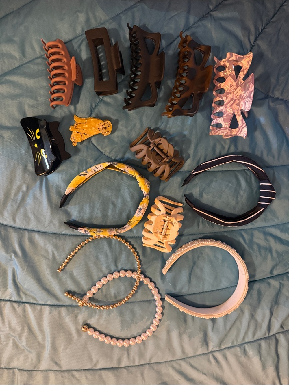 Assorted claw clips and head bands